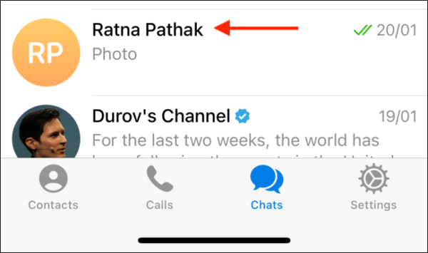 Tap The Conversation From Telegram On Iphone