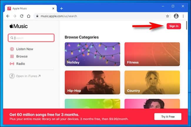 Apple Music Web Click Signin