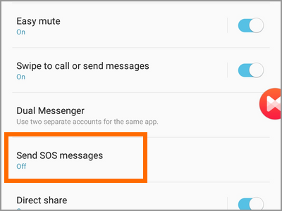 Enable SOS Messages Samsung Galaxy