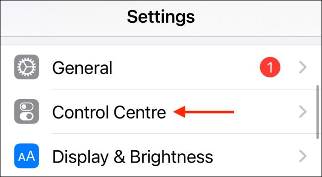Tap Control Center For Settings