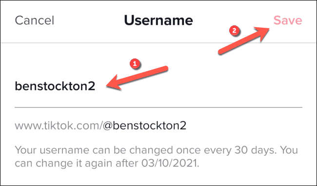 Tiktok Change Username Menu