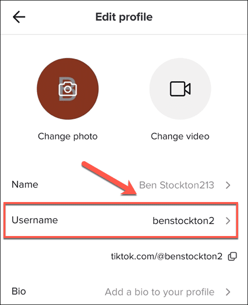 Tiktok Edit Username Option