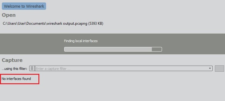 Wireshark No Interfaces Found