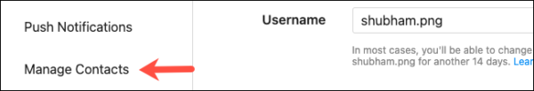 Manage Contacts Instagram