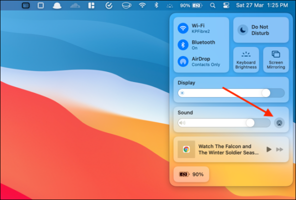 Click Airplay Button From Sounds In Control Center