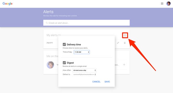 set up customize google alerts