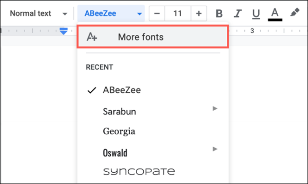 Morefonts Googledocs