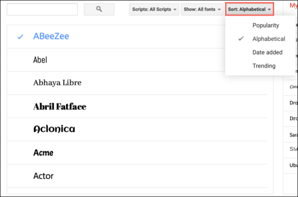 Sortfonts Googledocs