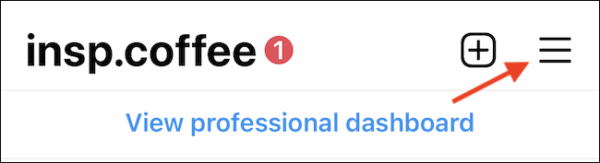 tap menu button from instagram profile