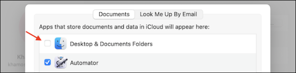 Uncheck Desktop And Documents Sync