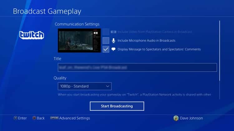 Stream Live Gameplay On PS4 To Twitch