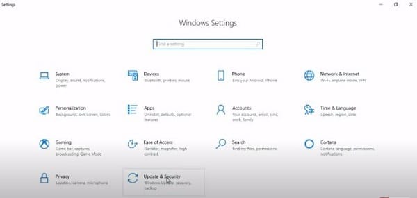 Go To Update And Security