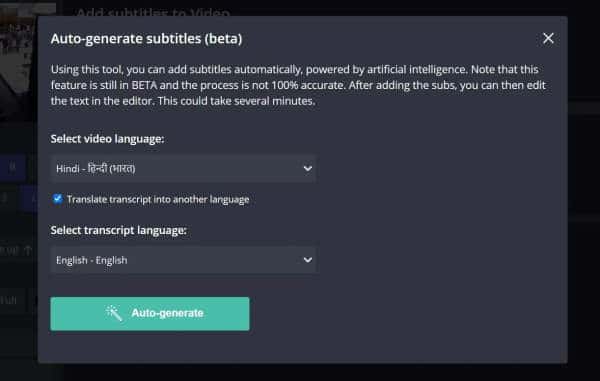 Kapwing Transcribe