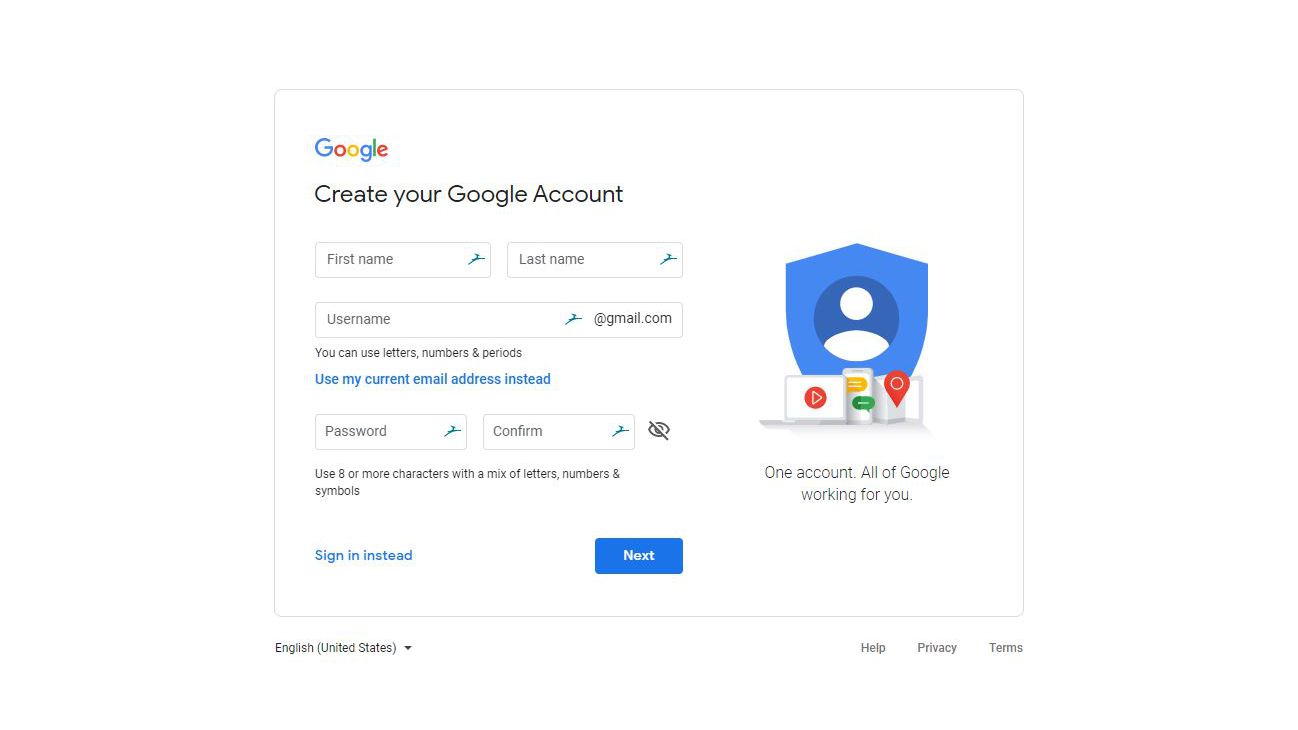 create new gmail account
