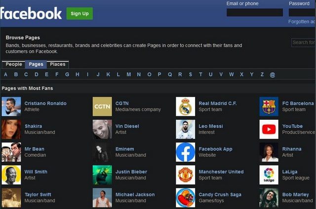 search facebook without account
