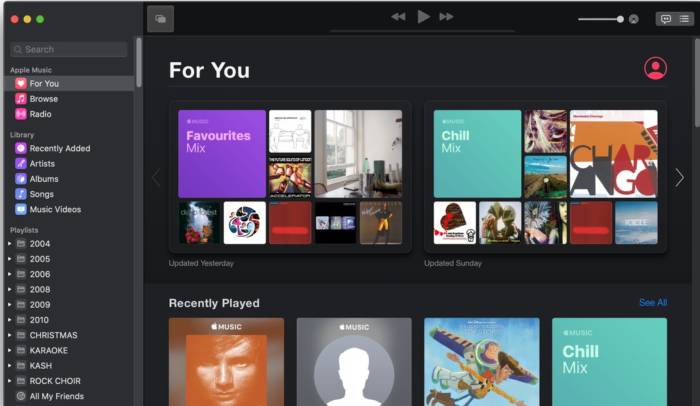 Apple Music App Menu