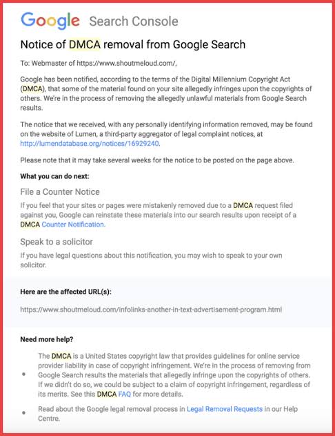 How To Counter Dmca Removal Request From Google