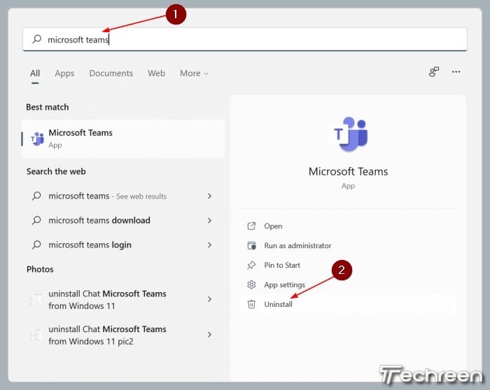 Uninstall Microsoft Teams