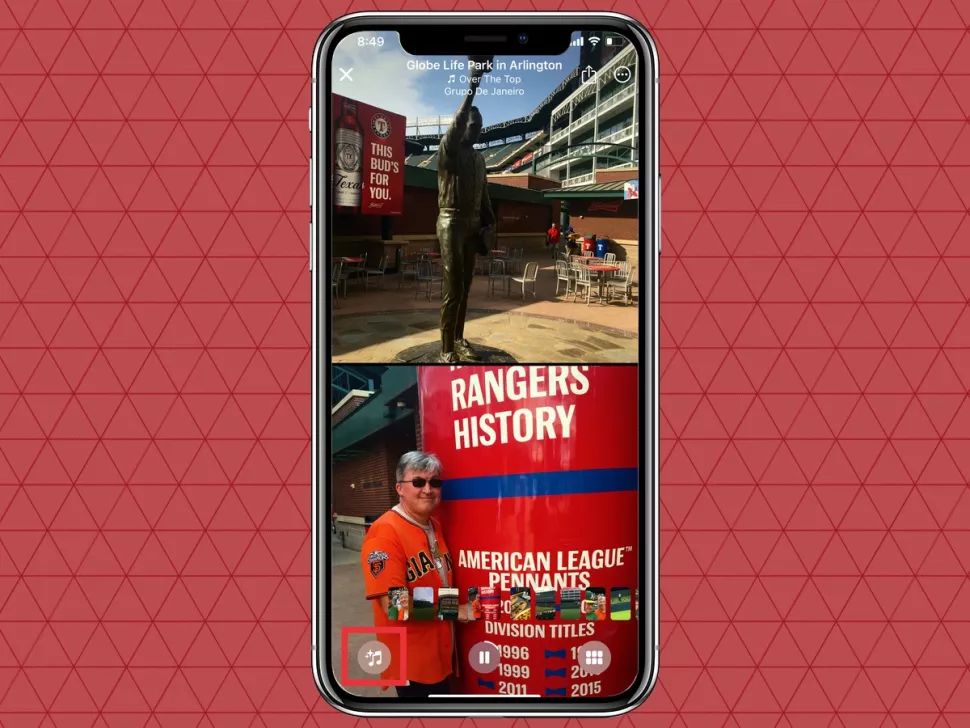 tap on the musical note icon