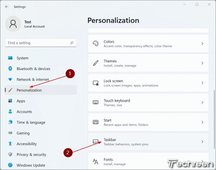 Windows 11 Personalization Settings