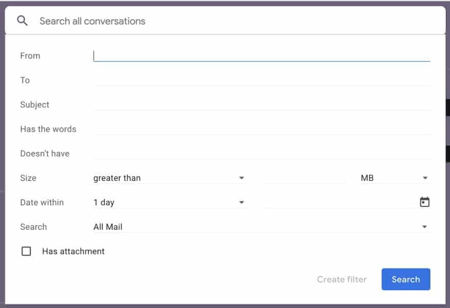 Gmail Search Box
