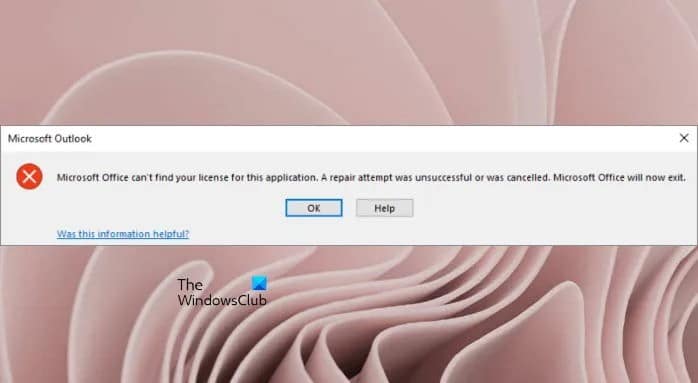 microsoft office cannot find license
