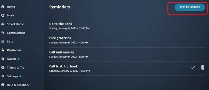 Reminders On Alexa Pc