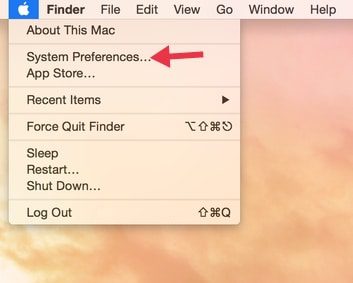 Apple menu, system preferences