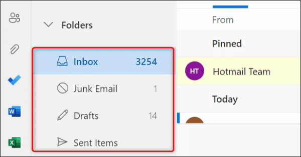 Choose A Folder In Outlook On The Web.