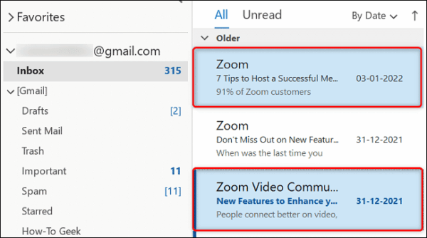 Delete Non Consecutive Emails In Outlook On Desktop.