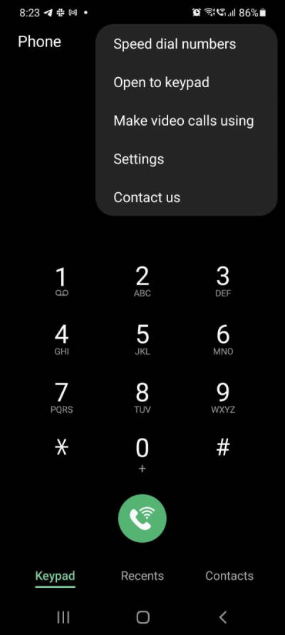 samsung phone app settings