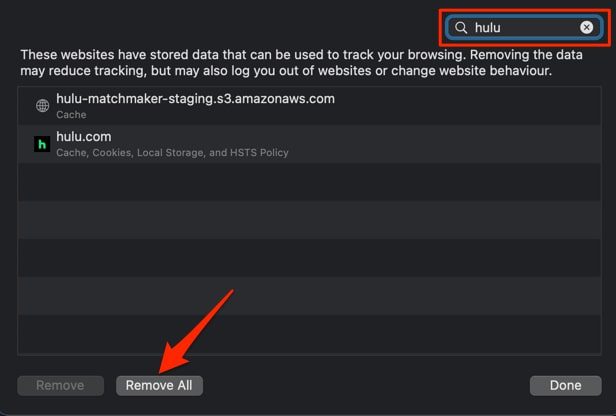 clear safari browser hulu data