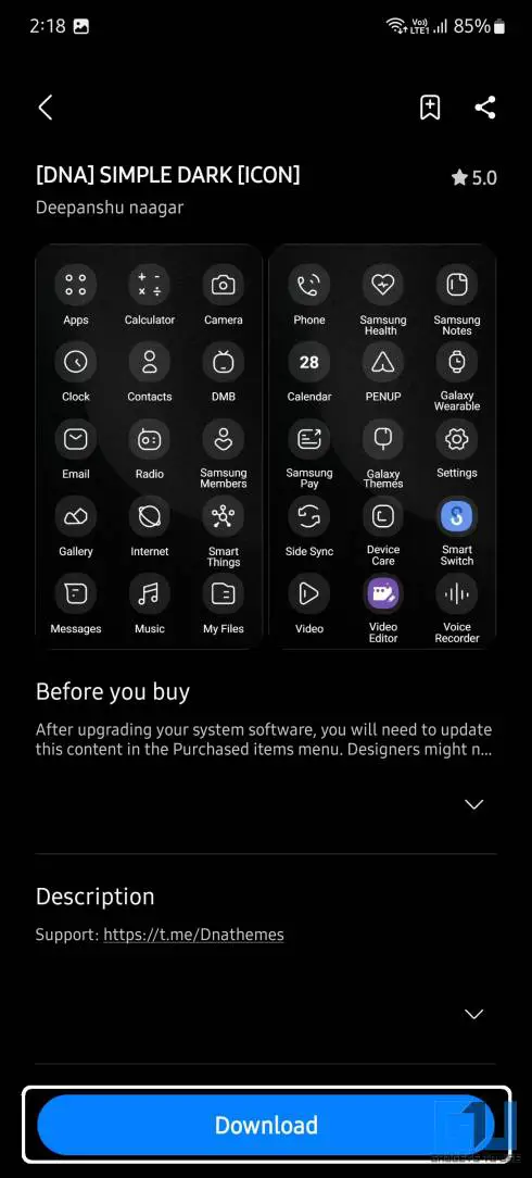 how to install samsung galaxy icon packs