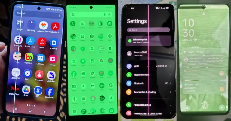 smartphone green pink screen